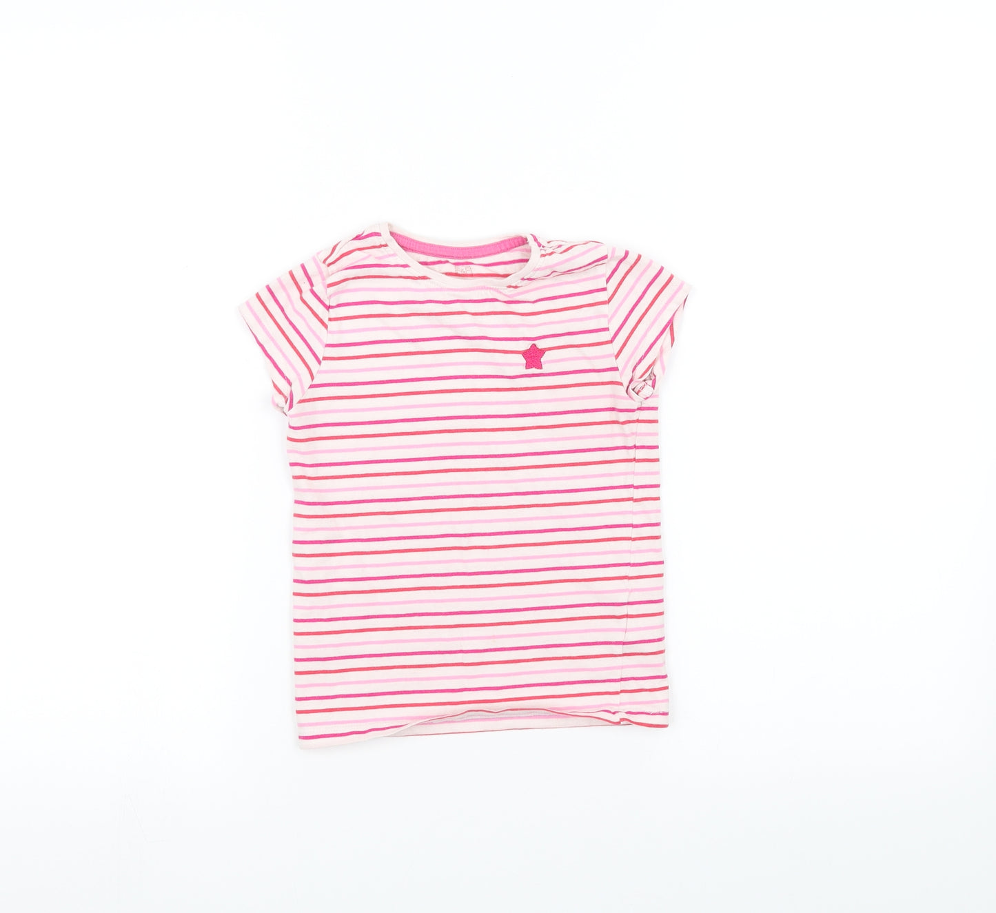 F&F Girls White Striped  Basic T-Shirt Size 4-5 Years