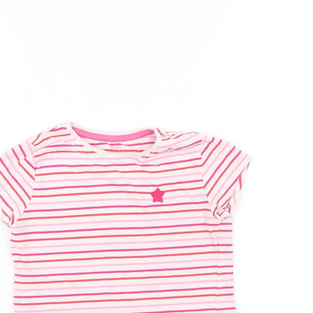 F&F Girls White Striped  Basic T-Shirt Size 4-5 Years