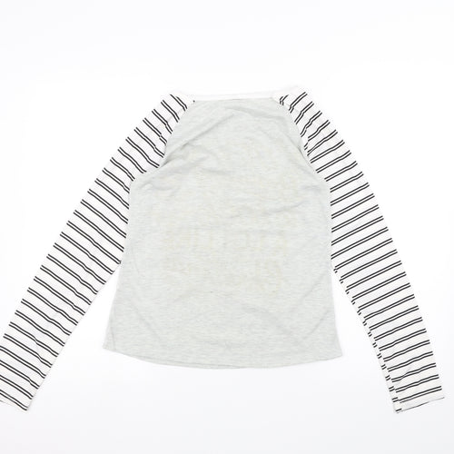 Preworn Womens White Striped  Basic T-Shirt Size M