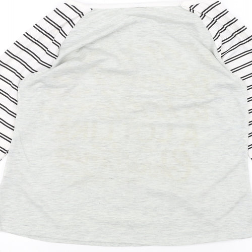Preworn Womens White Striped  Basic T-Shirt Size M