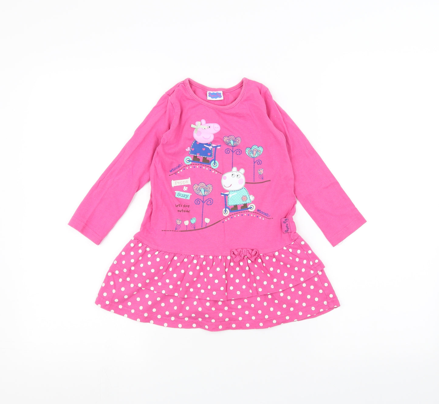 George Girls Pink Polka Dot  Basic T-Shirt Size 3-4 Years  - Peppa Pig