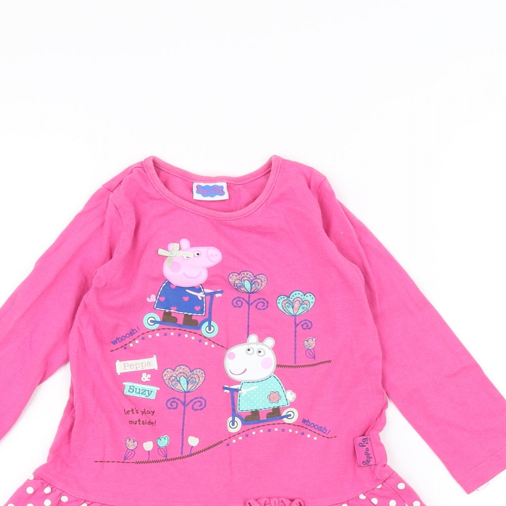 George Girls Pink Polka Dot  Basic T-Shirt Size 3-4 Years  - Peppa Pig