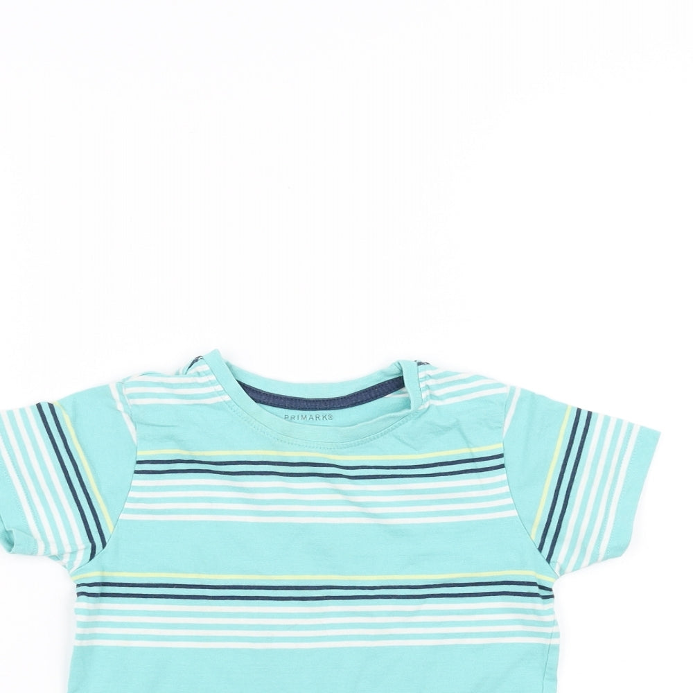 Primark Girls Green Striped  Basic T-Shirt Size 3-4 Years