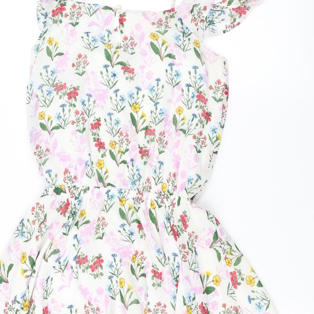 New Look Girls White Floral  A-Line  Size 14 Years