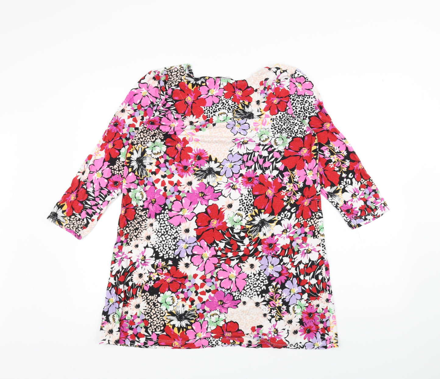 TU Womens White Floral  Basic T-Shirt Size 16