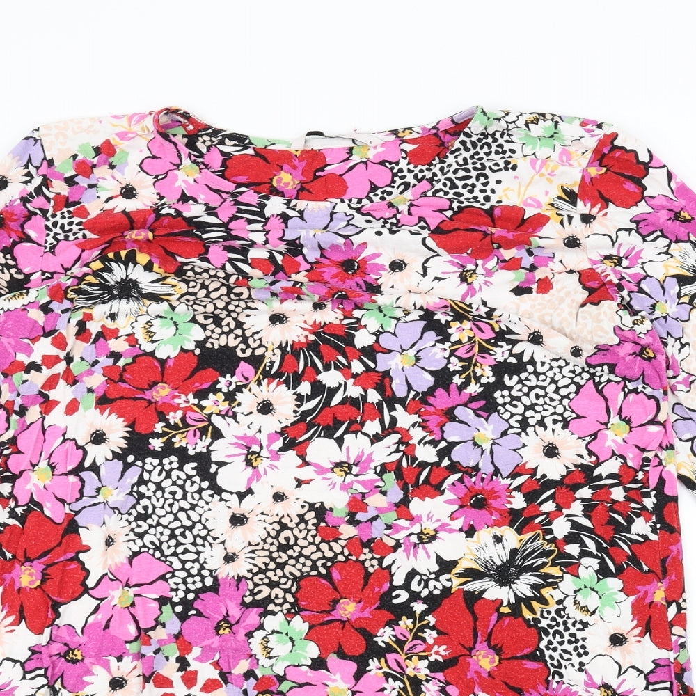 TU Womens White Floral  Basic T-Shirt Size 16