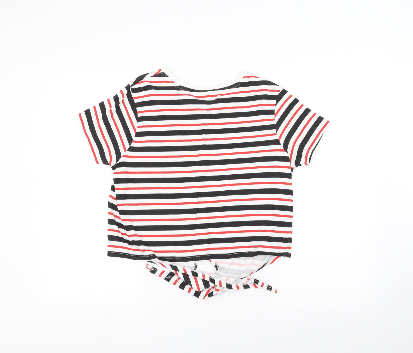 Disney Womens White Striped  Basic T-Shirt Size S