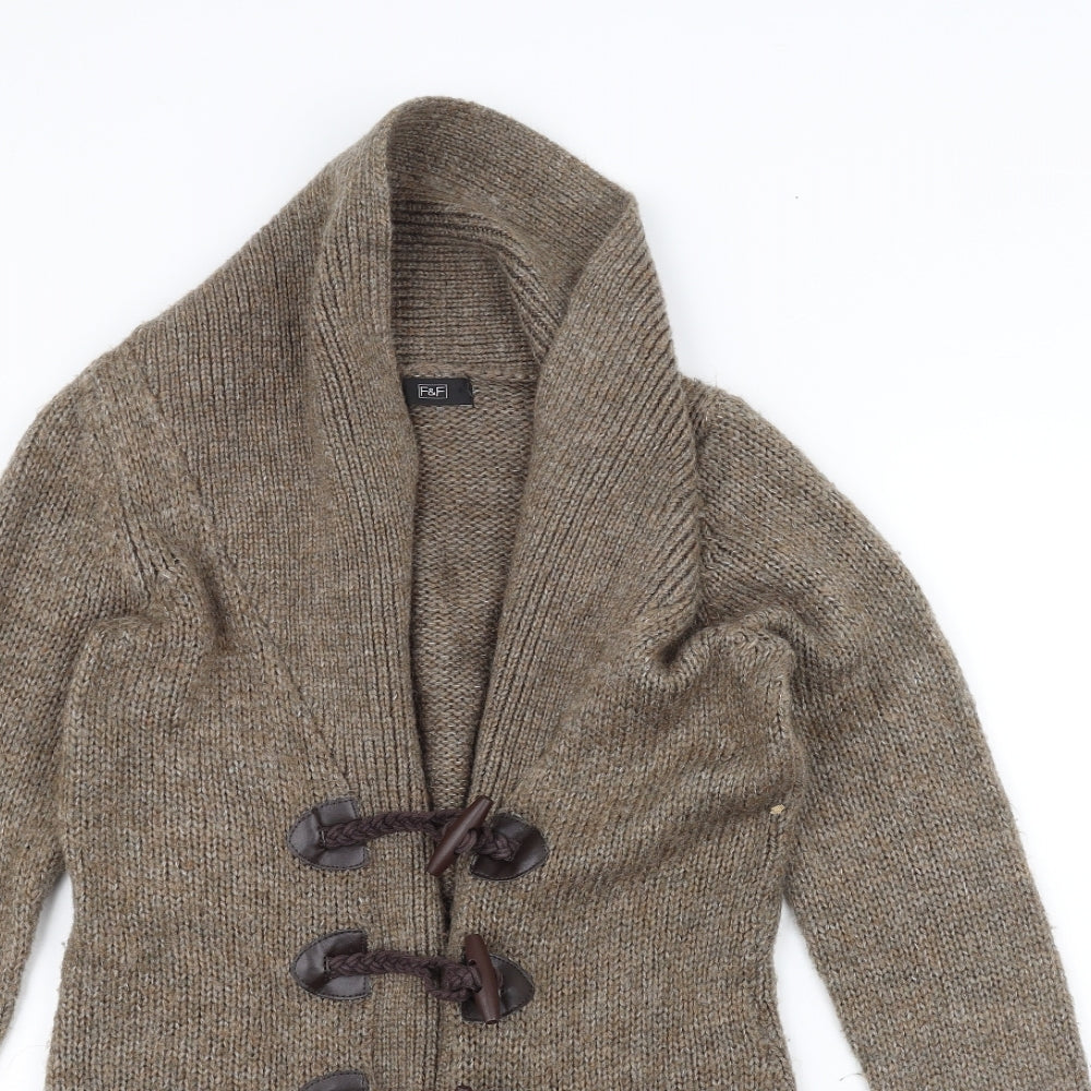 F&F Womens Brown  Knit Jacket Coatigan Size 6