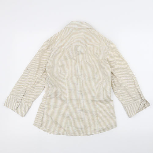 H&M Womens White Striped  Basic Button-Up Size 8