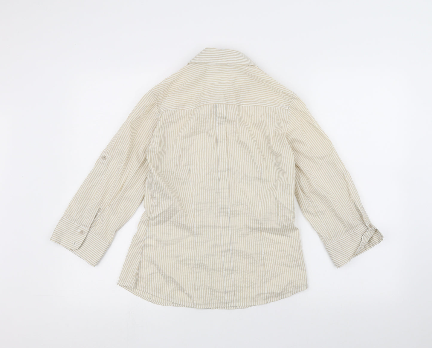 H&M Womens White Striped  Basic Button-Up Size 8