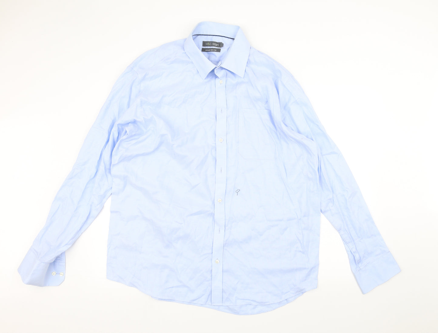 Marks and Spencer Mens Blue    Dress Shirt Size 18
