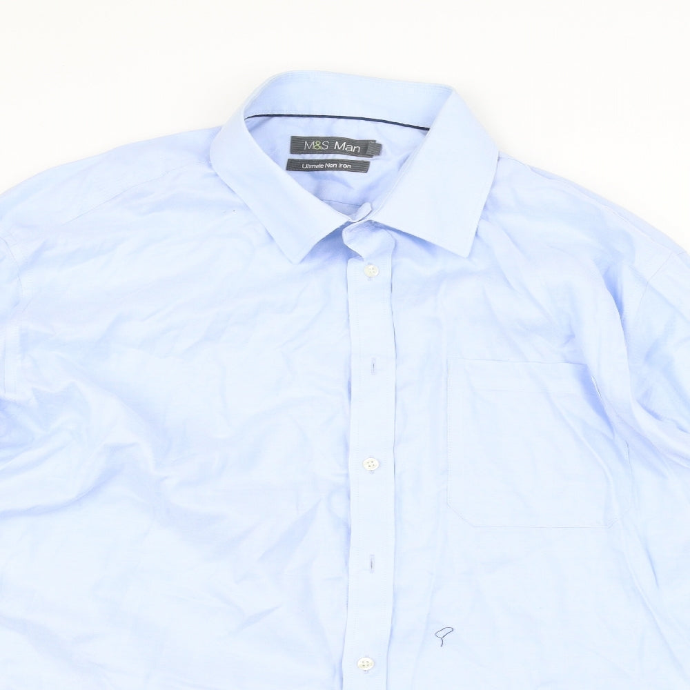 Marks and Spencer Mens Blue    Dress Shirt Size 18