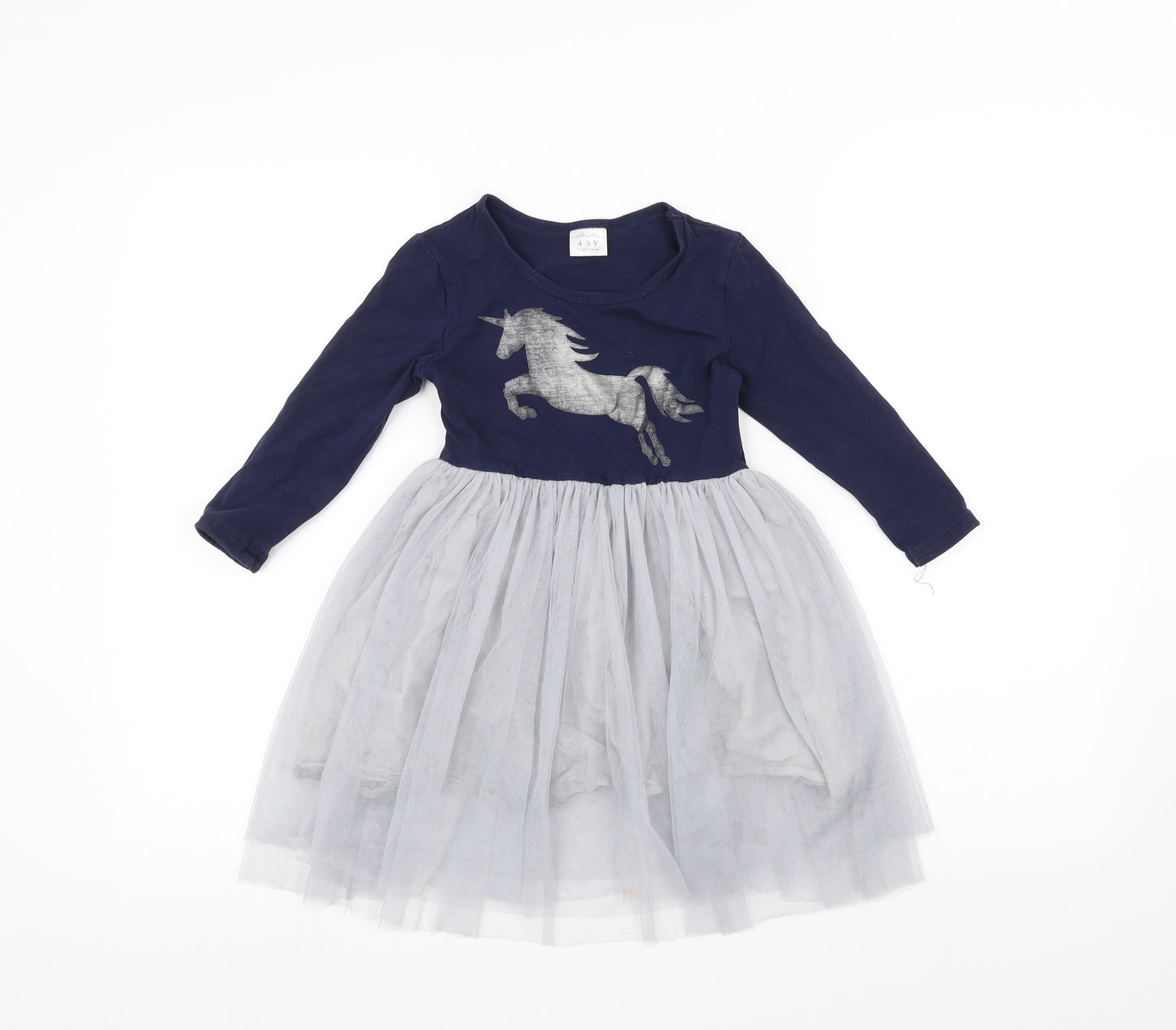 Preworn Girls Blue   A-Line  Size 4-5 Years  - Unicorn