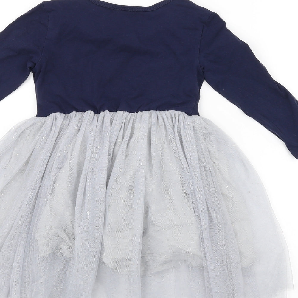 Preworn Girls Blue   A-Line  Size 4-5 Years  - Unicorn