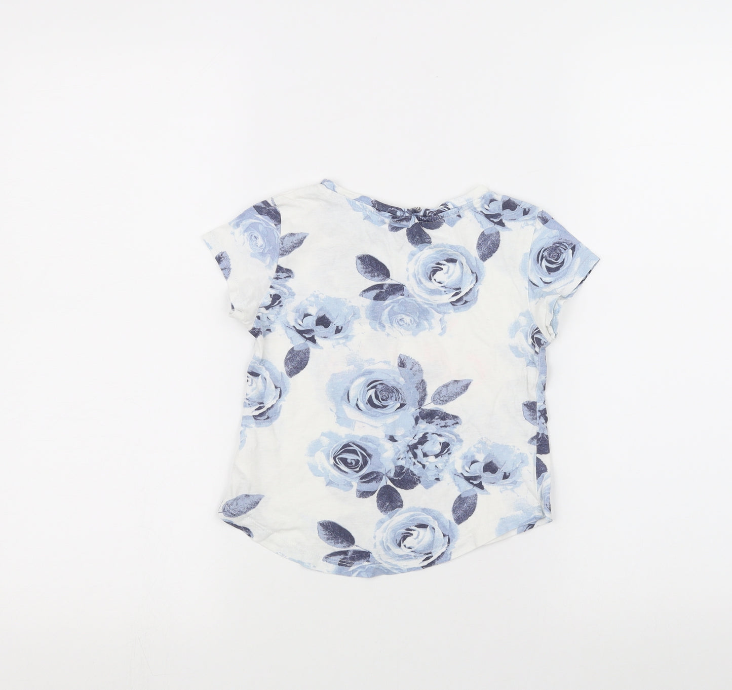 H&M Girls White Floral  Basic T-Shirt Size 5-6 Years
