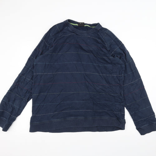 NEXT Mens Blue Striped  Pullover Jumper Size L