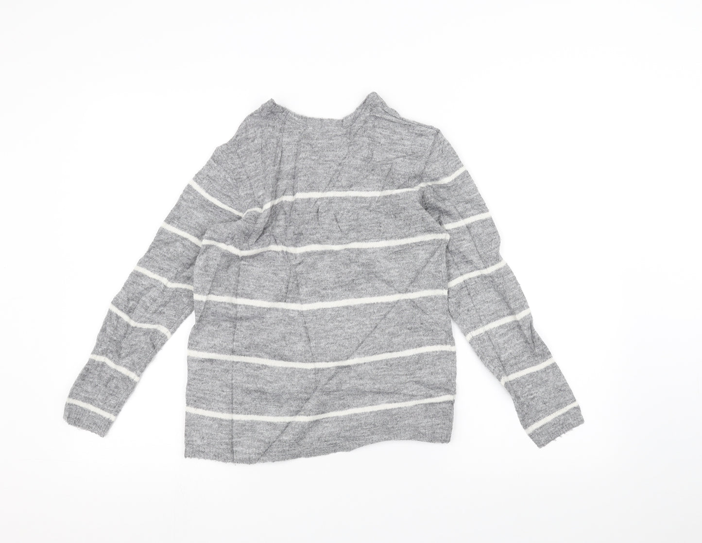 H&M Girls Grey Striped  Pullover Jumper Size 9-10 Years