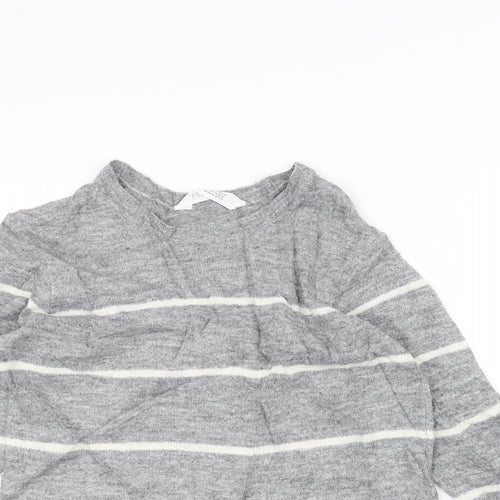 H&M Girls Grey Striped  Pullover Jumper Size 9-10 Years