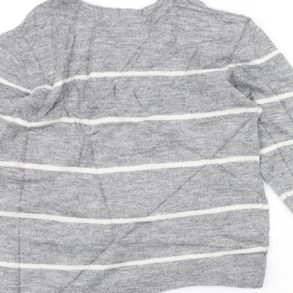 H&M Girls Grey Striped  Pullover Jumper Size 9-10 Years