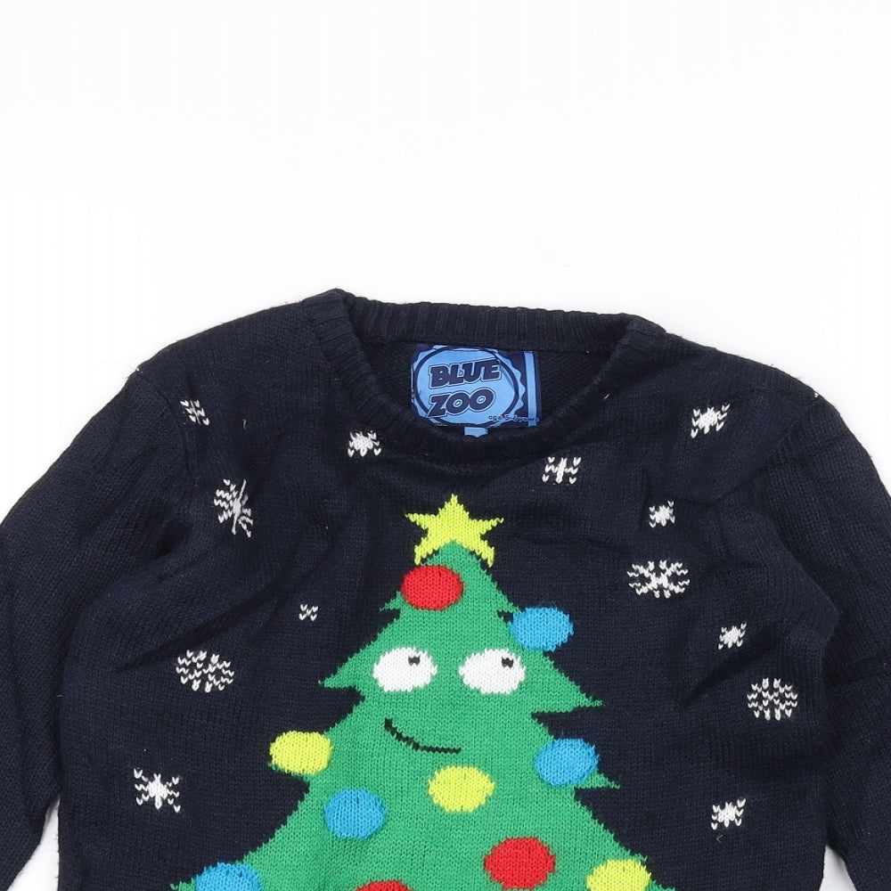Blue Zoo Boys Blue   Pullover Jumper Size 5-6 Years  - Christmas  Jumper