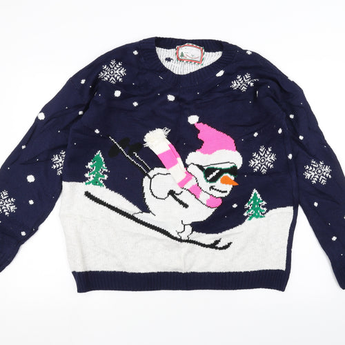 Matalan Womens Blue  Knit Pullover Jumper Size 2XL  - Christmas  Jumper