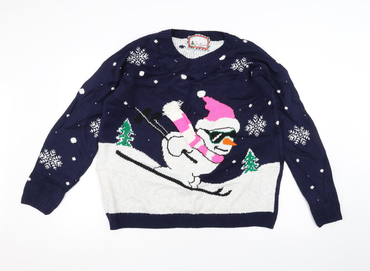 Matalan Womens Blue  Knit Pullover Jumper Size 2XL  - Christmas  Jumper