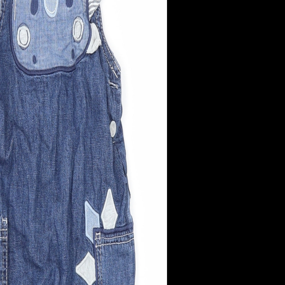 George Girls Blue  Denim Dungaree One-Piece Size 12-18 Months  - dinasours