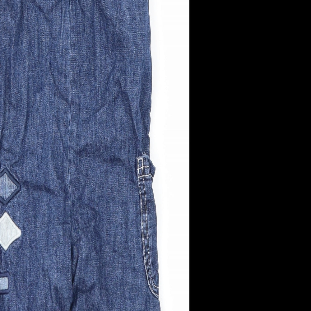 George Girls Blue  Denim Dungaree One-Piece Size 12-18 Months  - dinasours