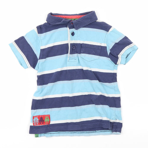 TU Boys Blue Striped  Basic Polo Size 12-18 Months
