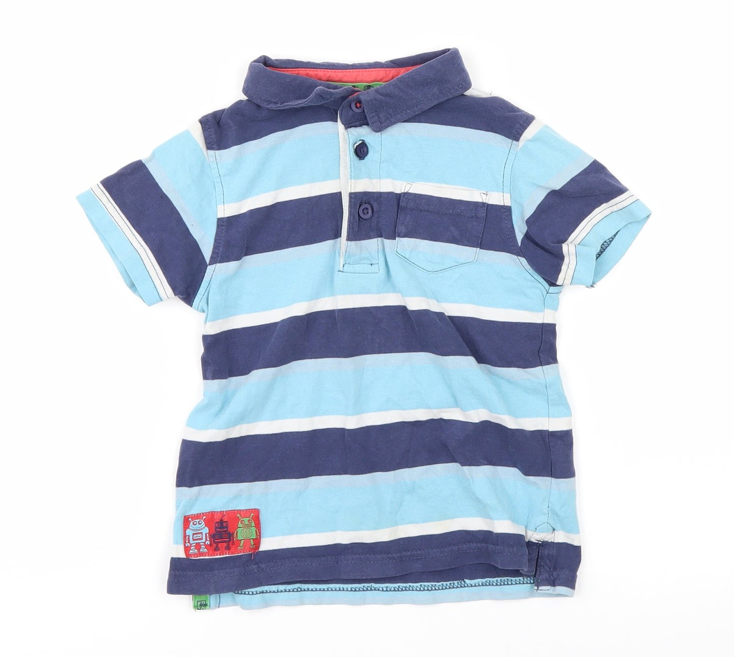 TU Boys Blue Striped  Basic Polo Size 12-18 Months
