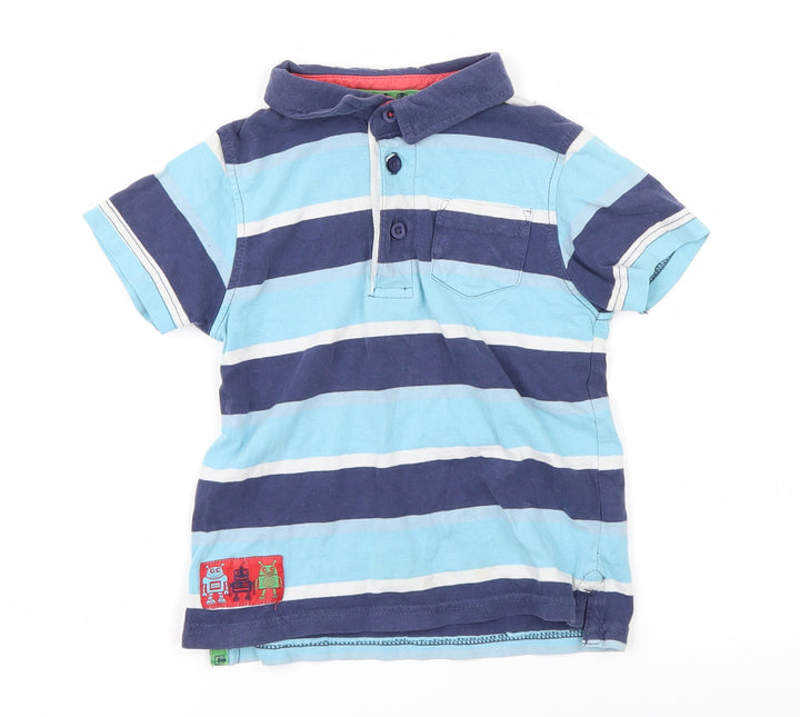 TU Boys Blue Striped  Basic Polo Size 12-18 Months