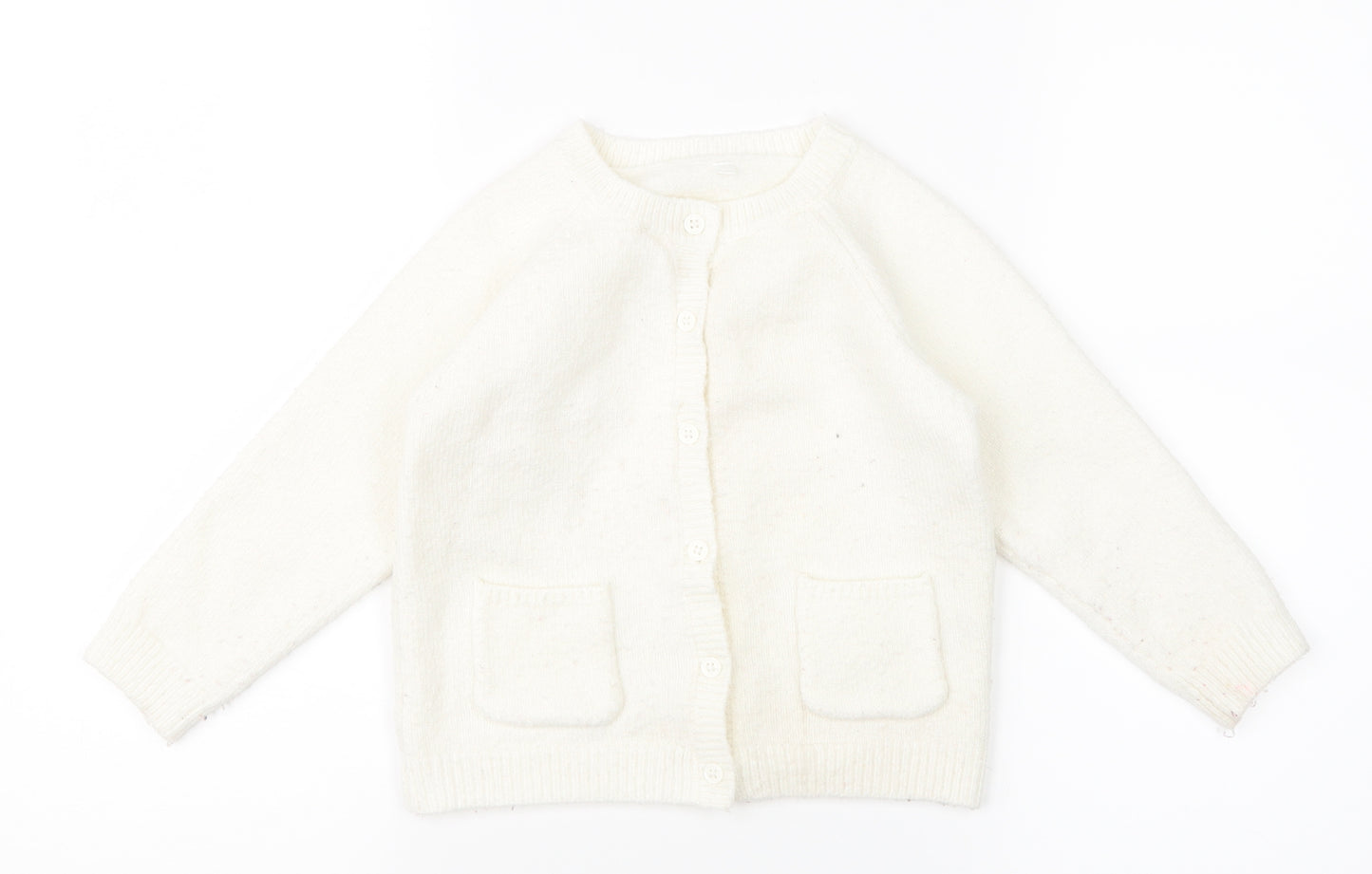Marks & Spencer Girls White  Knit Cardigan Jumper Size 2-3 Years
