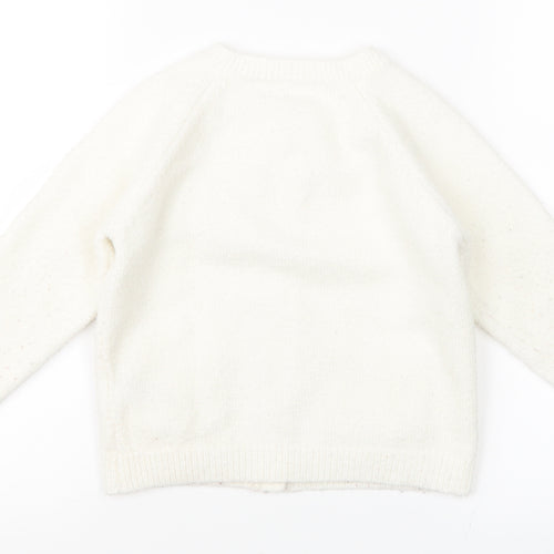 Marks & Spencer Girls White  Knit Cardigan Jumper Size 2-3 Years