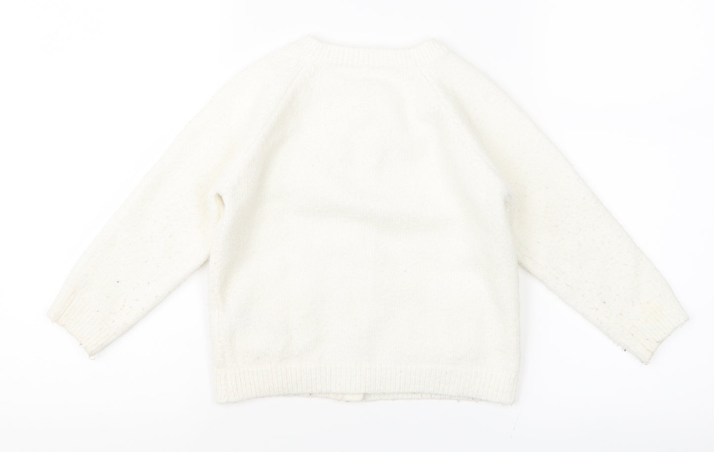 Marks & Spencer Girls White  Knit Cardigan Jumper Size 2-3 Years