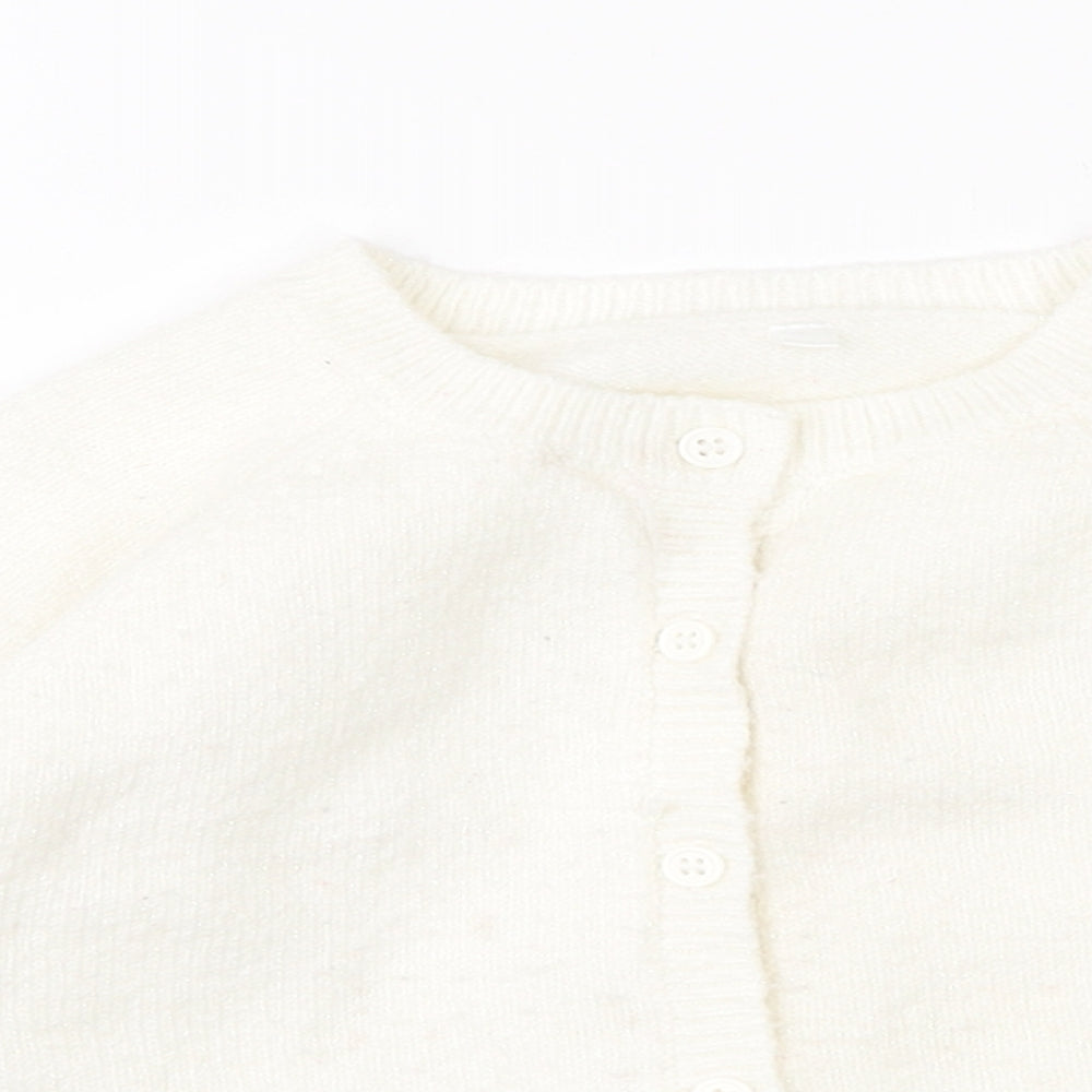 Marks & Spencer Girls White  Knit Cardigan Jumper Size 2-3 Years