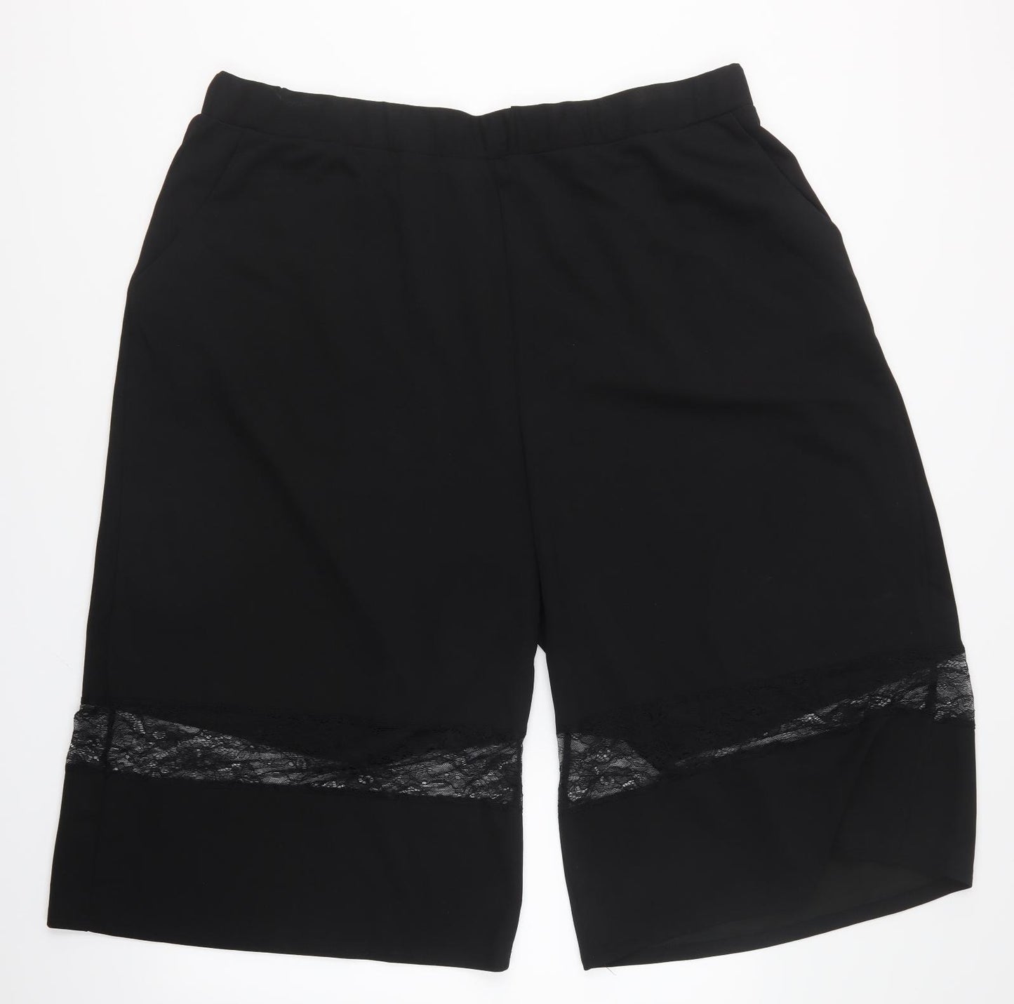 New Look Womens Black Floral  Culotte Shorts Size 26