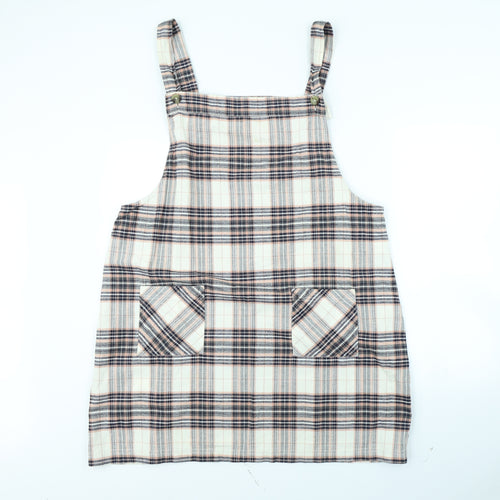 TU Womens White Check  Pinafore/Dungaree Dress  Size 20