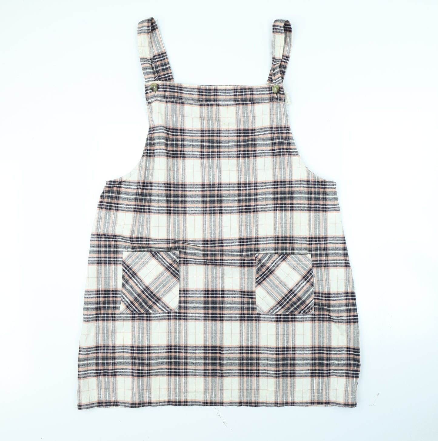 TU Womens White Check  Pinafore/Dungaree Dress  Size 20