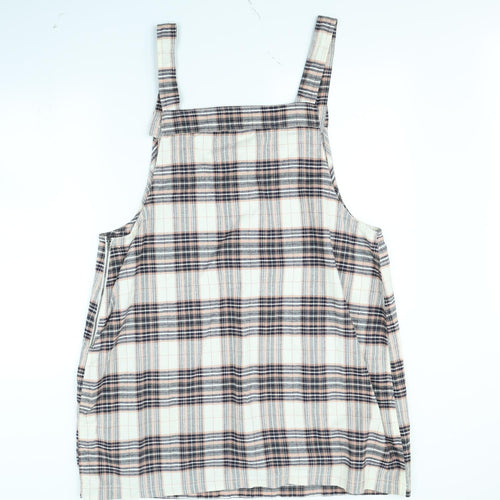 TU Womens White Check  Pinafore/Dungaree Dress  Size 20