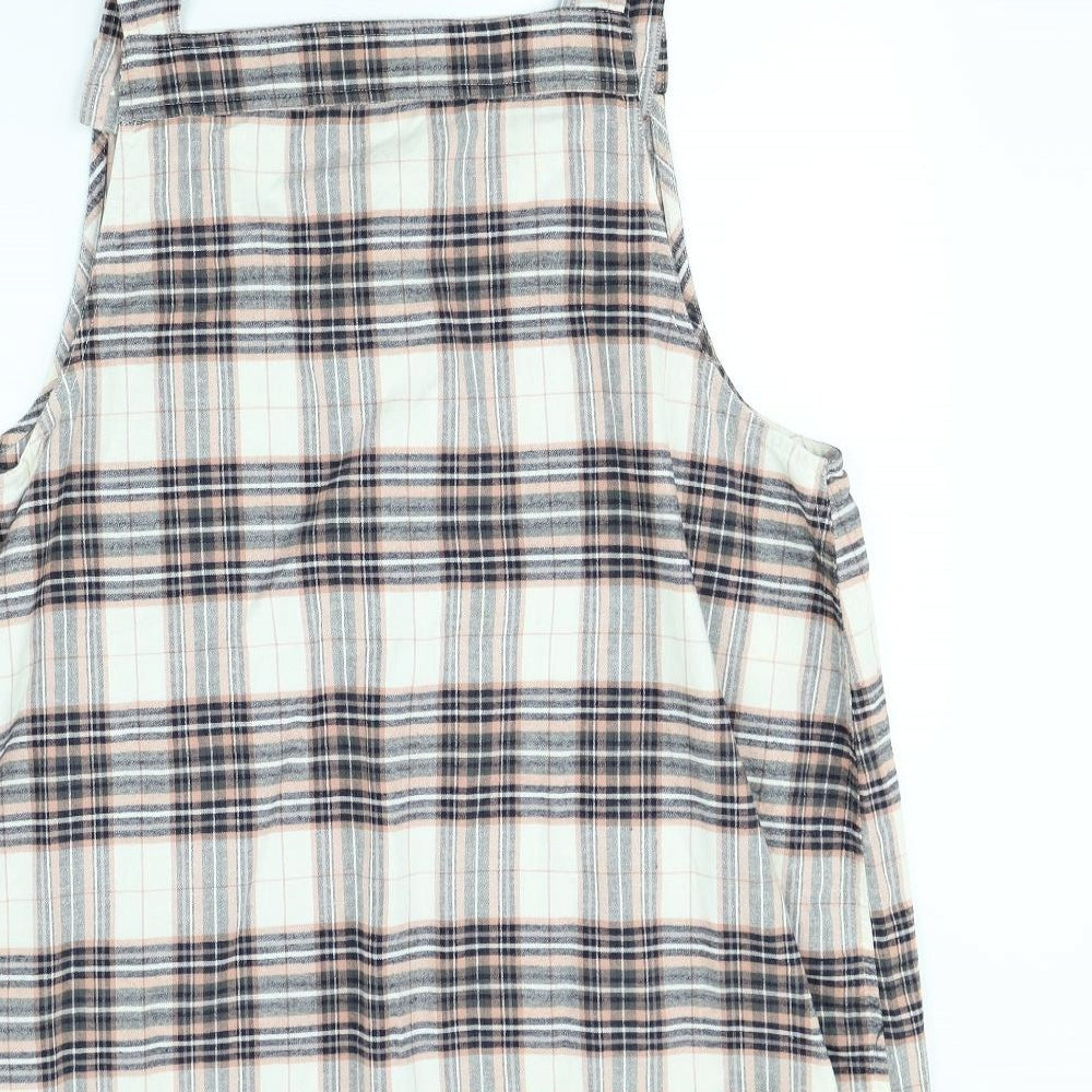TU Womens White Check  Pinafore/Dungaree Dress  Size 20