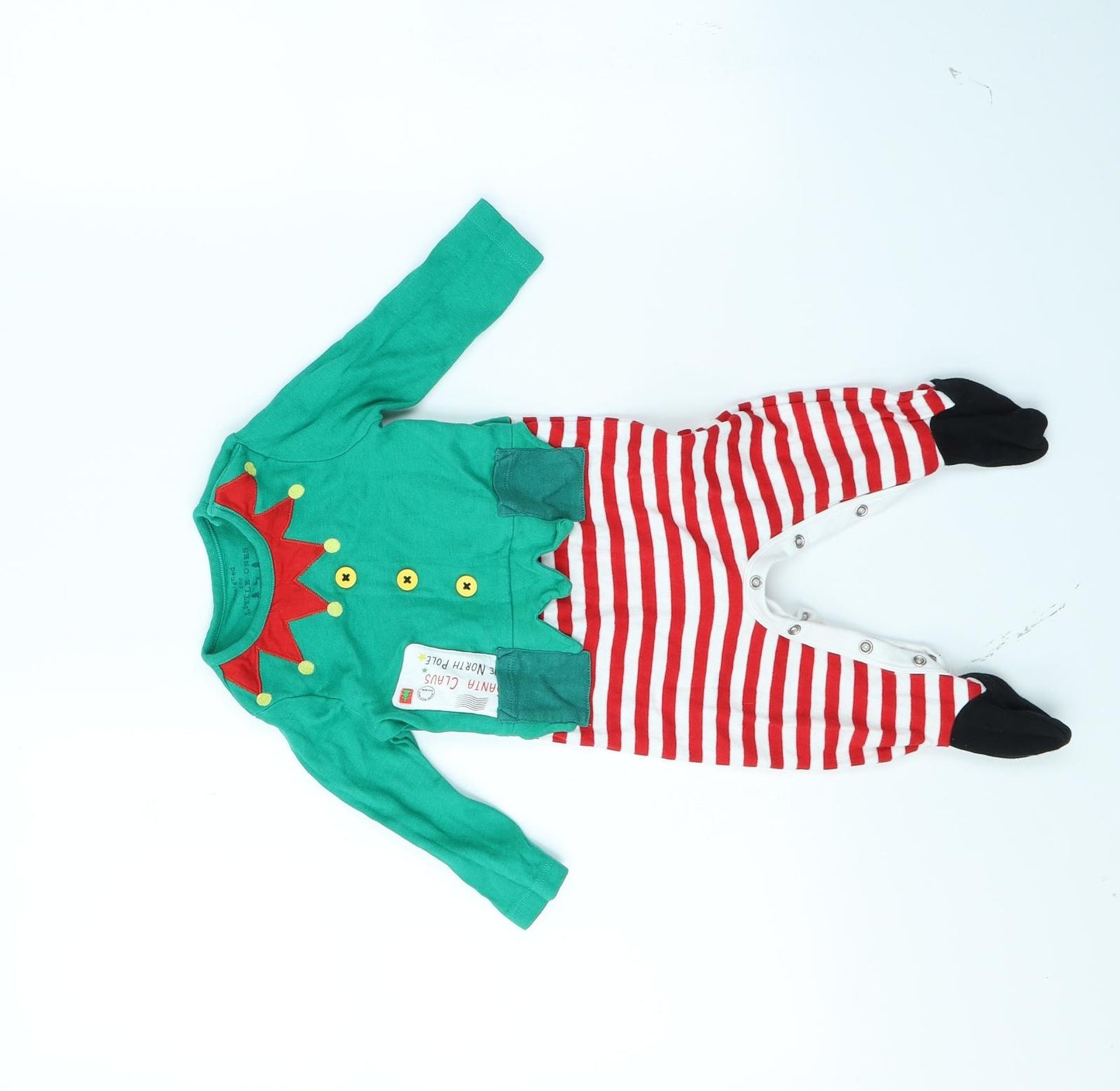 F&F Baby Green Striped  Babygrow One-Piece Size 3-6 Months  - Christmas