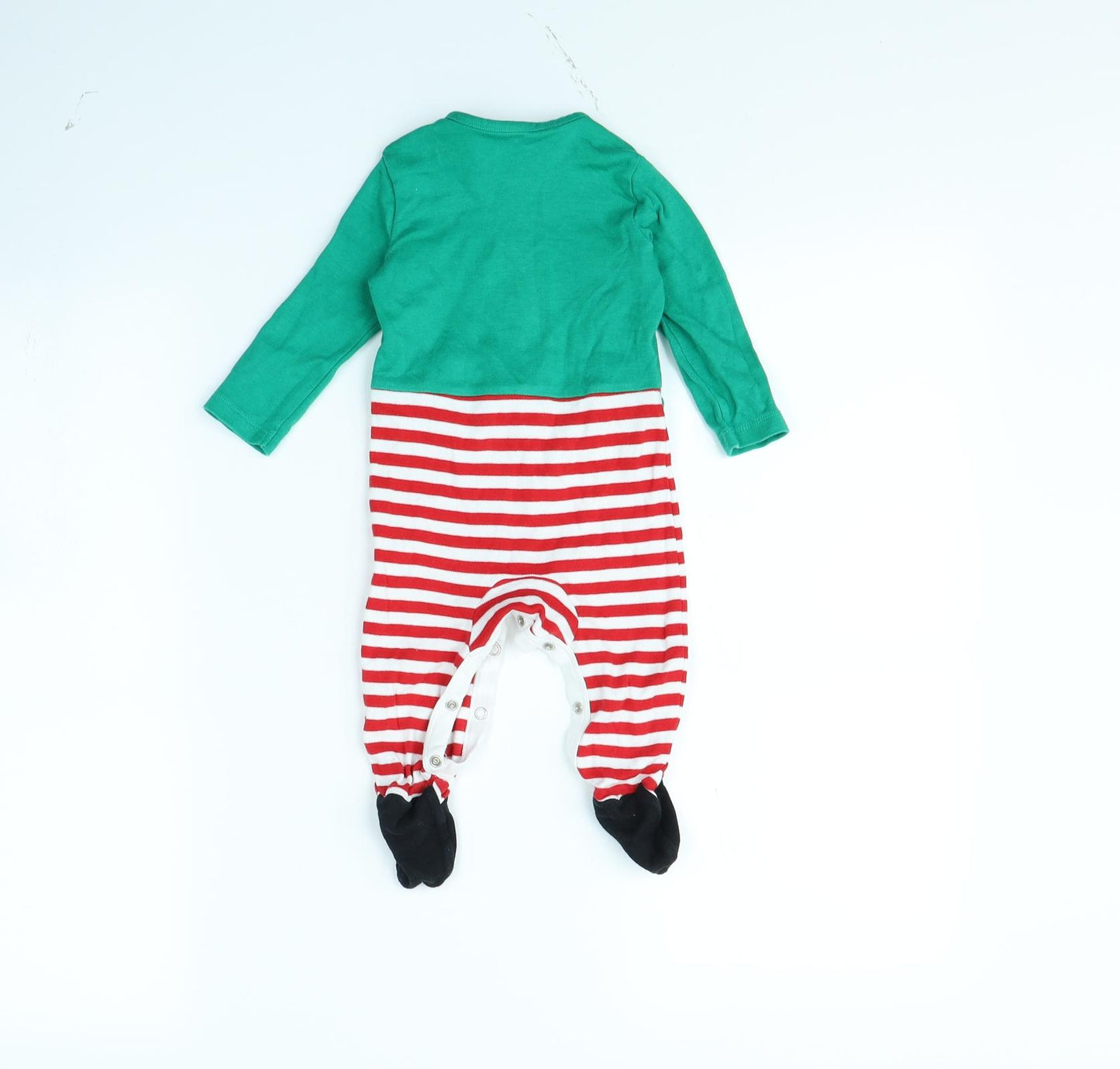 F&F Baby Green Striped  Babygrow One-Piece Size 3-6 Months  - Christmas