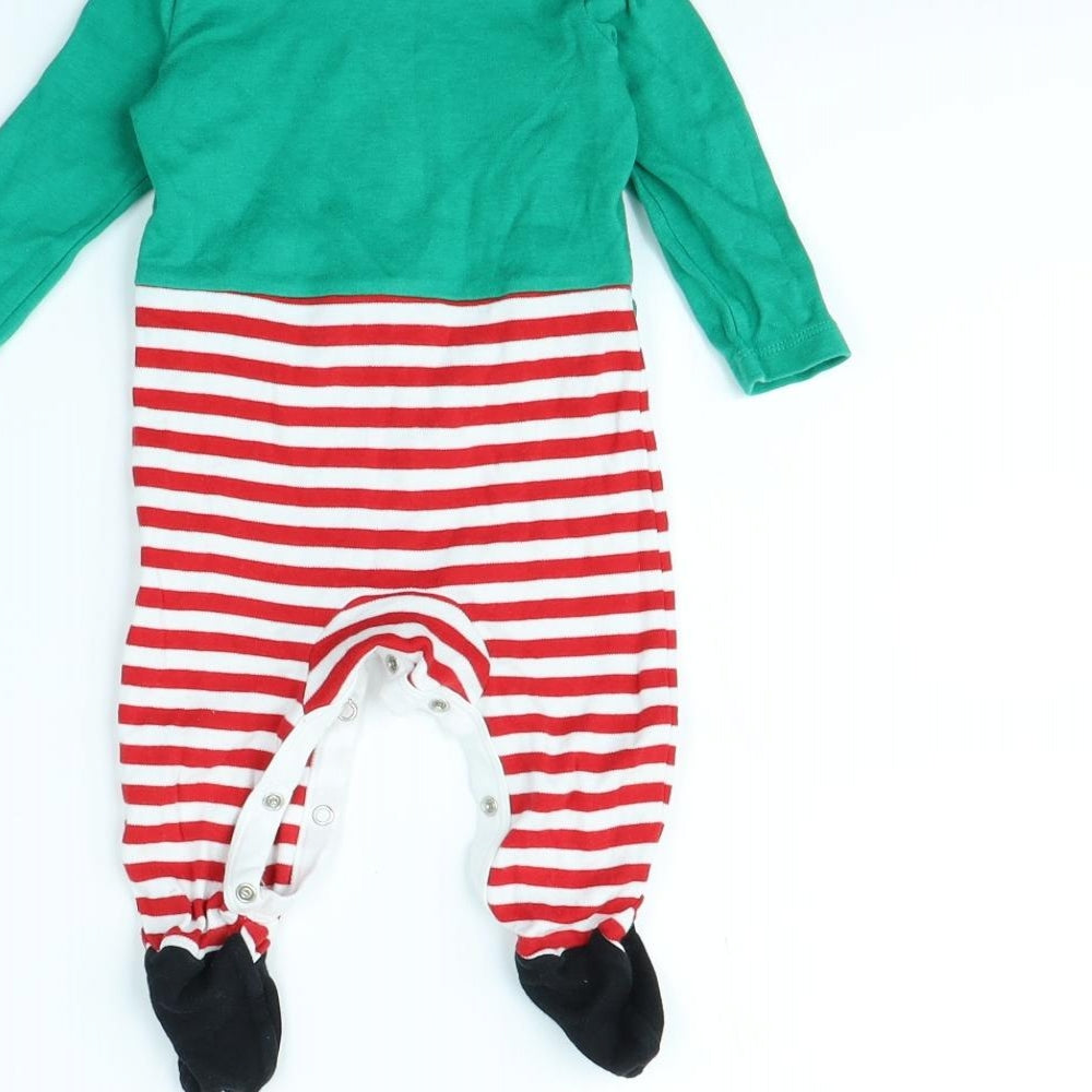 F&F Baby Green Striped  Babygrow One-Piece Size 3-6 Months  - Christmas
