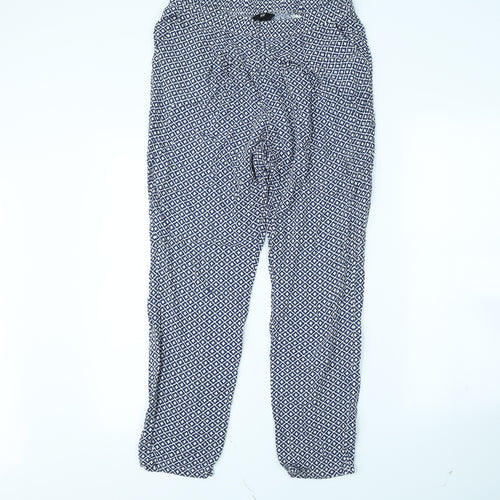 H&M Womens Blue Geometric  Trousers  Size S L30 in
