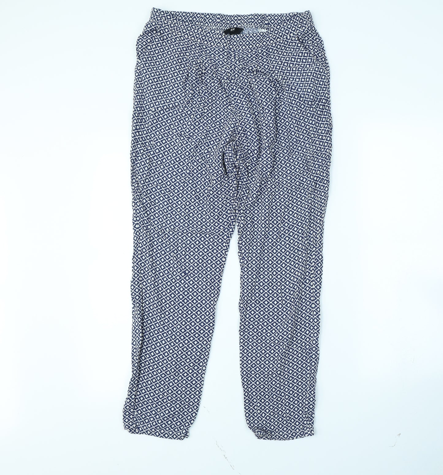 H&M Womens Blue Geometric  Trousers  Size S L30 in