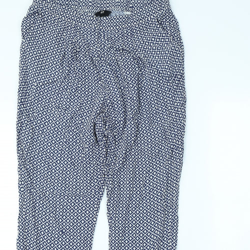 H&M Womens Blue Geometric  Trousers  Size S L30 in