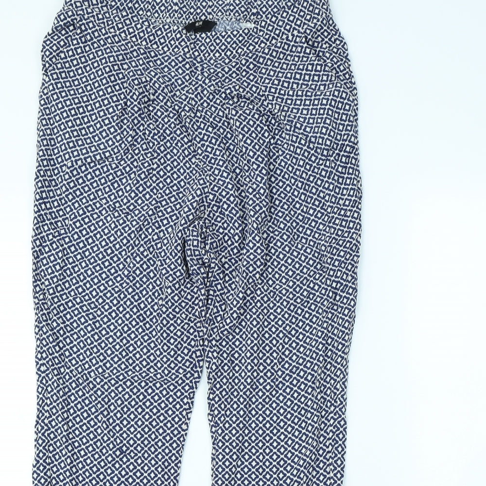 H&M Womens Blue Geometric  Trousers  Size S L30 in