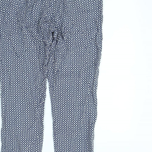 H&M Womens Blue Geometric  Trousers  Size S L30 in