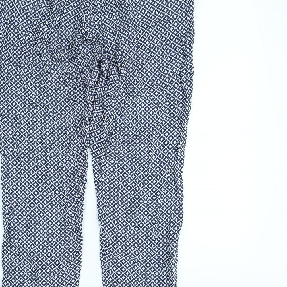 H&M Womens Blue Geometric  Trousers  Size S L30 in
