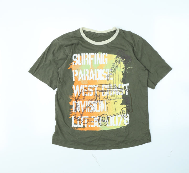 Preworn Boys Green Basic T-Shirt Size 12 Years